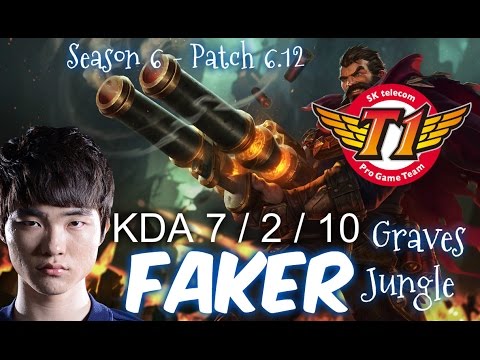 SKT T1 Faker GRAVES Jungle vs ELISE - Patch 6.12 KR Ranked | League of Legends