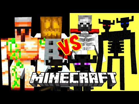 Iron Golem, Mutant Skeleton and Mutant Snow Golem Vs. Farlanders | Minecraft Mob Battle