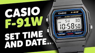 CASIO F-91W (Module 593) - HOW to SET the TIME and DATE