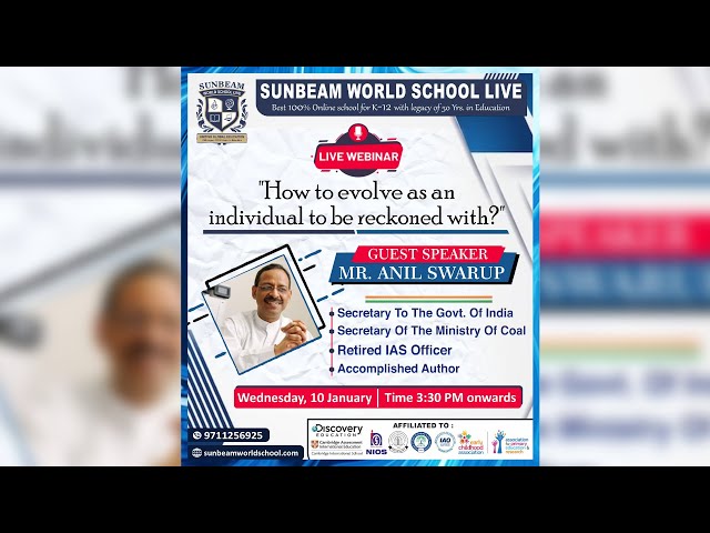 LIVE WEBINAR (GUEST &ndash; MR ANIL SWARUP)