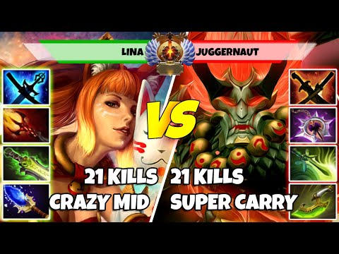 LINA (Mid) vs JUGGERNAUT (Carry) - Epic Battle Of Immortal Rank Dota 2 Players - Z Dota 2