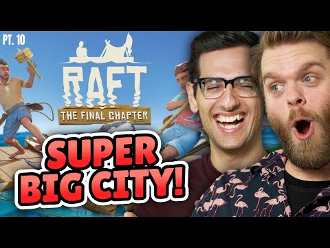 This dome city is MASSIVE! | Raft Co-Op Gameplay