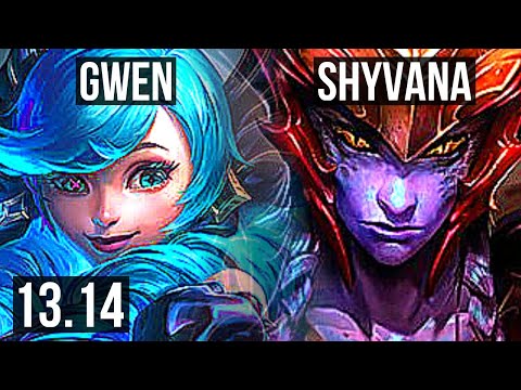 GWEN vs SHYVANA (TOP) | 2.2M mastery, 900+ games, 3/1/4 | KR Diamond | 13.14
