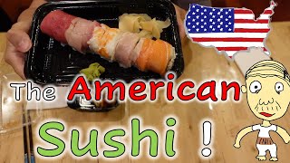 アメリカ在住おっさん、アメリカのすしを食べる！　レインボーロール！　なんじゃこりゃ！ Japanese man eats American Sushi! Rainbow Roll！