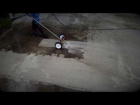 Concrete pressure washing with surface cleaners