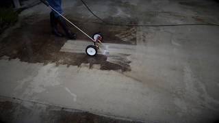 Concrete pressure washing with surface cleaners