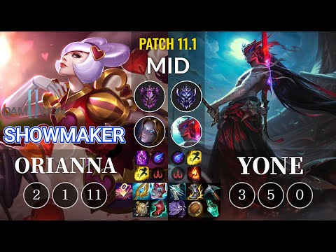 DWG Showmaker Orianna vs Yone Mid - KR Patch 11.1
