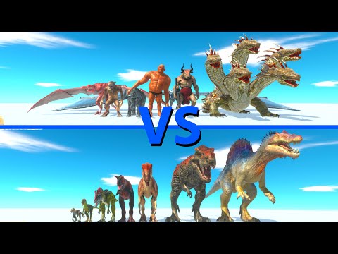 FANTASY Team vs CARNIVORE DINOSAURS Team - Animal Revolt Battle Simulator