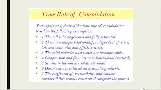 Time rate of consolidation