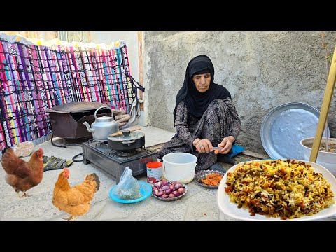  How to cook the best vegan pilaf | Village life in Iran | ILAM 