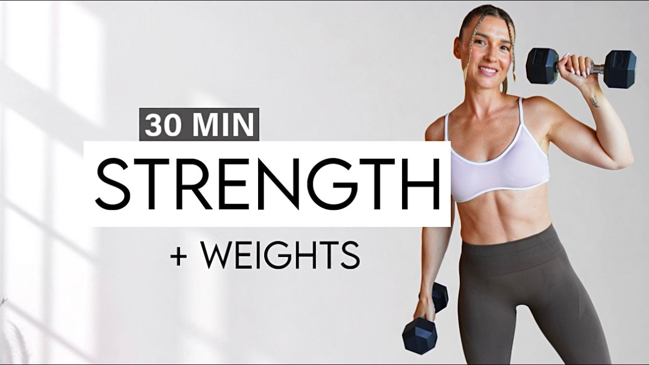 30 MIN FULL BODY STRENGTH With Weights - Dumbbell Only Workout At Home or Gym