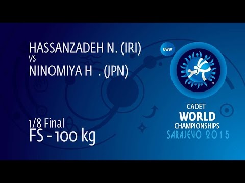 1/8 FS - 100 kg: N. HASSANZADEH (IRI) df. H. NINOMIYA (JPN), 7-5