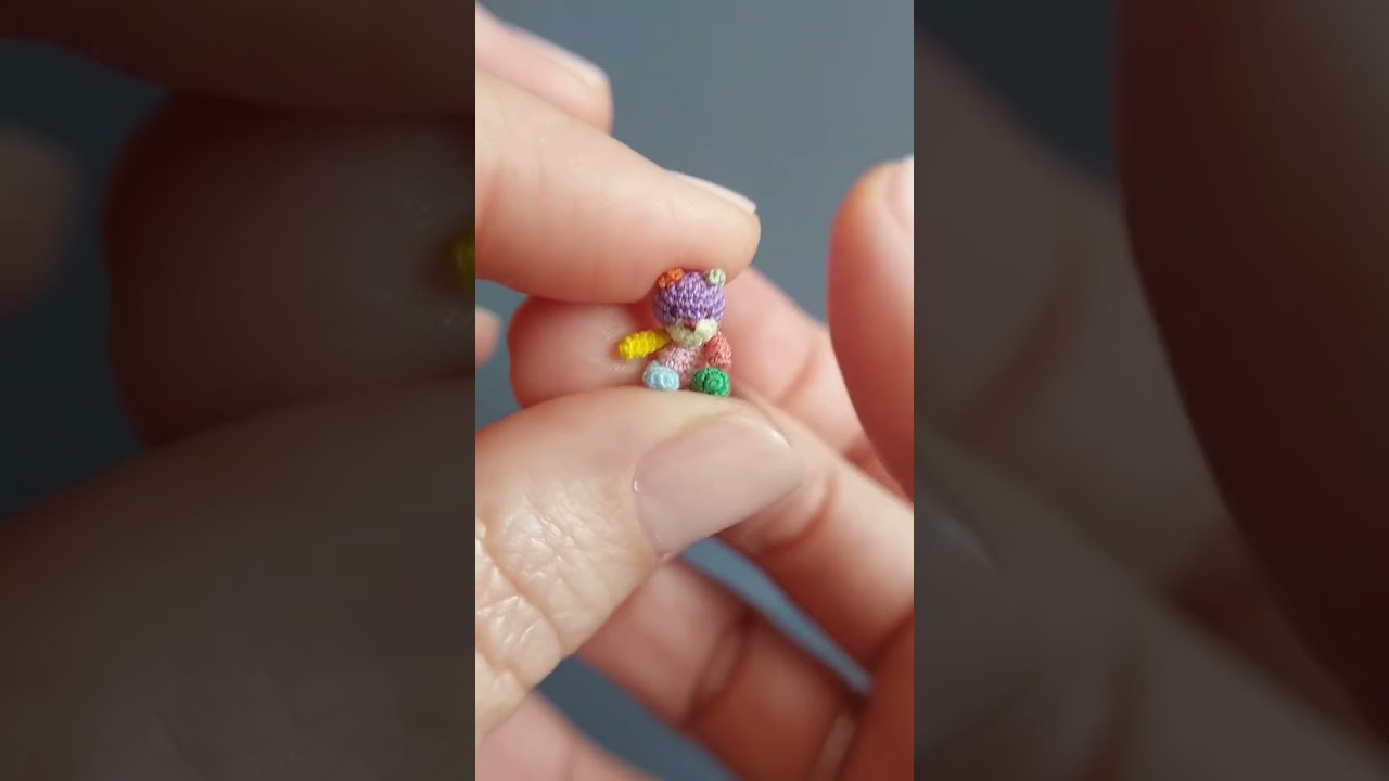 Rainbow Teddy bear #microcrochet #teddy