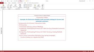 Building Relational Tables -- Adding TransactionTables I
