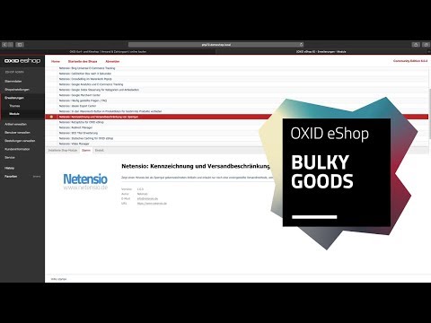 OXID eShop Modul:  Kennzeichnung und Versand von Sperrgut