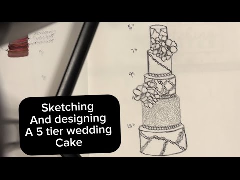 Sketching and Designing A 5 tier wedding cake