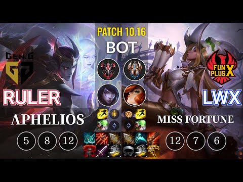 GEN Ruler Aphelios vs FPX Lwx Miss Fortune Bot - KR Patch 10.16