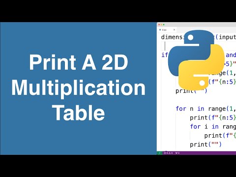 Print A 2d Multiplication Table Python Example