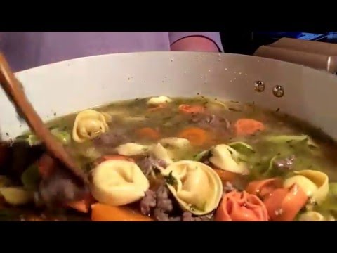 Sausage and Tortellini Soup. Recipe down below.