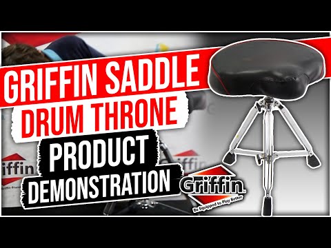 GRIFFIN Drum Throne with Backrest Support (Swivel ProROCK Series) – Saddle Seat Biker-Style Padded Percussion Chair, Height Adjustable for Drummers & Musicians image 16