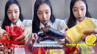 Northeastern glutinous rice sausage, Durian chiffon cake