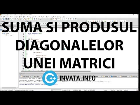 Suma si produsul diagonalei principale sau secundare - Matrici patratice C++