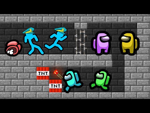 Stickman VS Minecraft: Among Us Prison Room Escape - AVM Shorts Animation