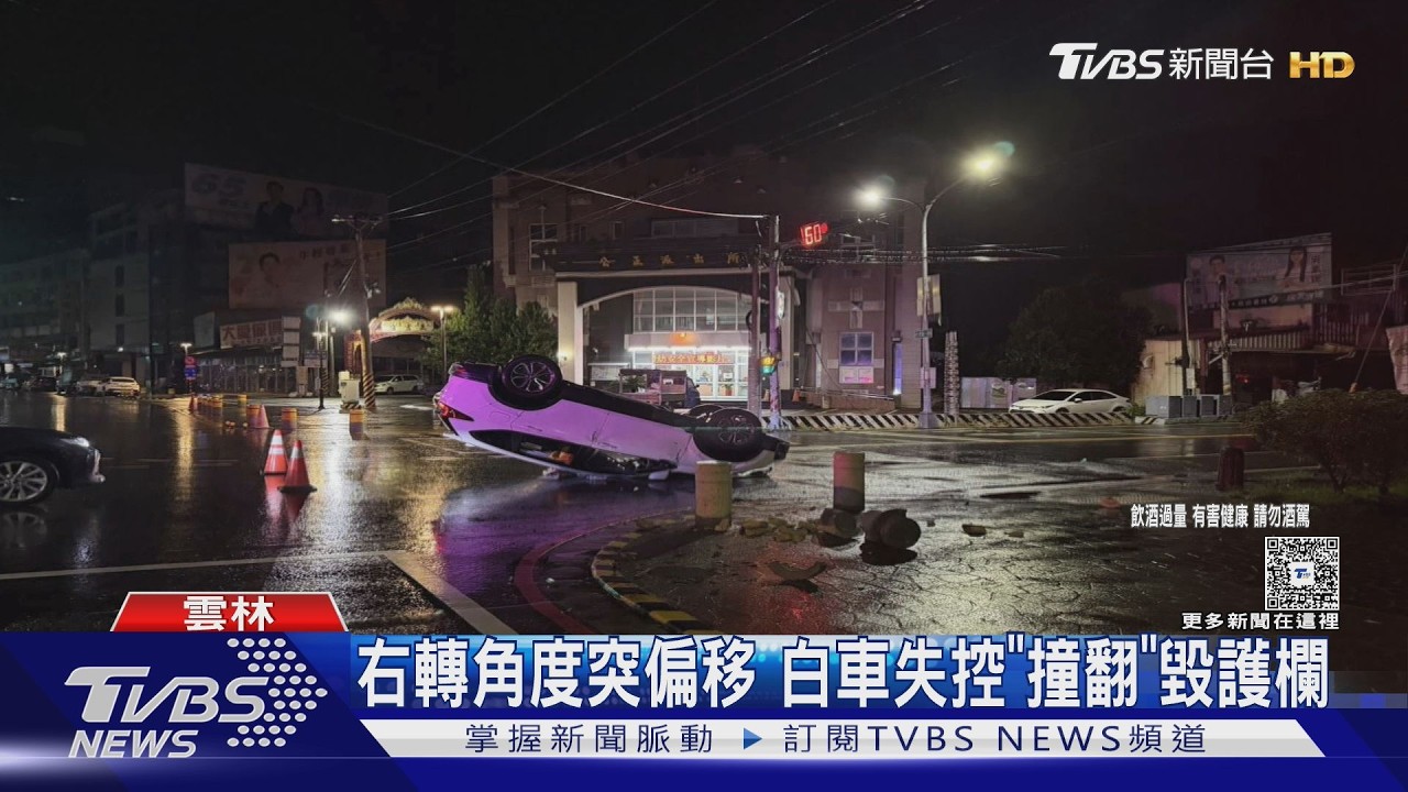 影音／男子「酒測0.8」翻車！自撞派出所前護欄　警衝出秒逮