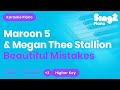 Maroon 5, Megan Thee Stallion - Beautiful Mistakes (Higher Key) Karaoke Piano