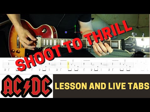 AC/DC - Shoot to Thrill - only Guitar |slowed down  Solos | animated Tabs