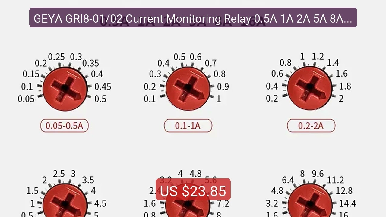 GEYA GRI8-01/02 Current Monitoring Relay 0.5A 1A 2A 5A 8A 16A ACDC2... — Top Rated 2026 | Buy Now!