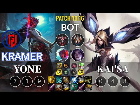 LGD Kramer Yone vs Kai'Sa Bot - KR Patch 10.16