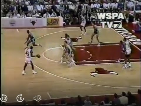 MICHAEL JORDAN Dunk on Reggie Lewis Celtics @ Bulls 1988