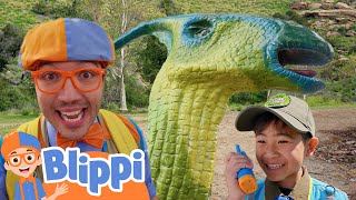 Join Blippi & Park Ranger Asher for an EPIC Dino Adventure! | T-Rex Ranch Dinosaur Videos for Kids