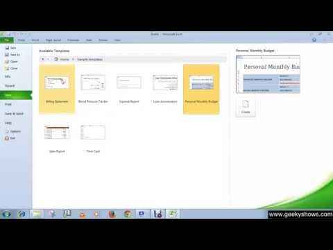 Microsoft Office Excel 2010 Create New Workbook