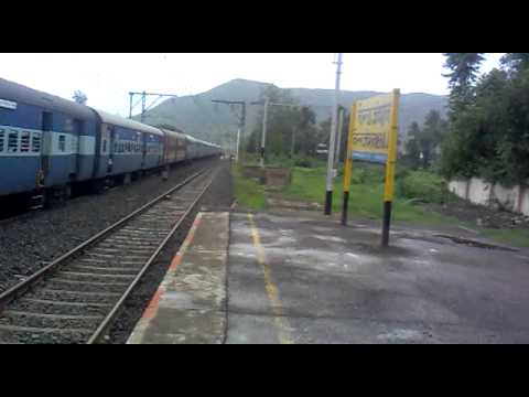 Chennai express passes with kazipet loco wdm3a at neral outer,,,