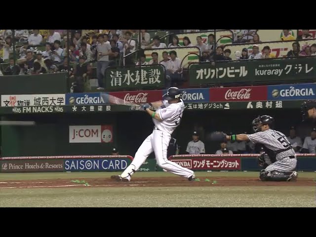 【5回裏】2アウトから1番打者の仕事!! ライオンズ・秋山 レフトへのヒットで出塁!! 2015/5/29 L-T