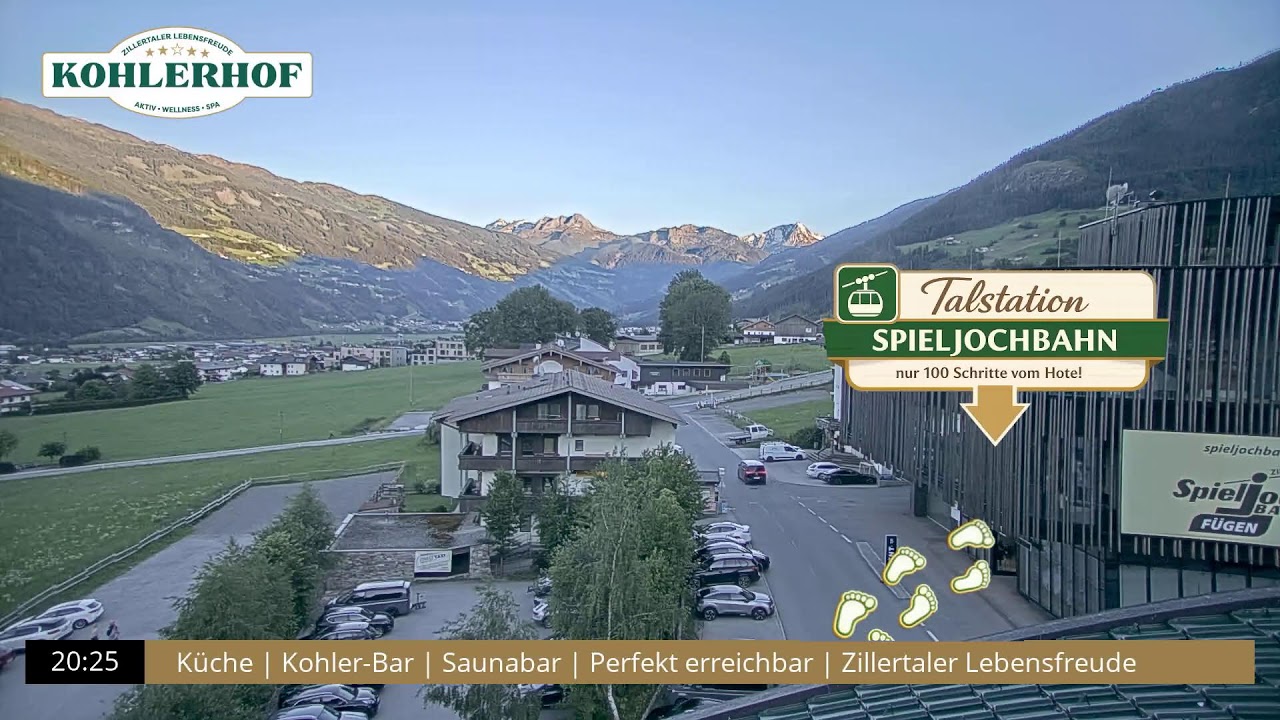 Live webcam view of Valle alpino de Fügen y Spieljochbahn