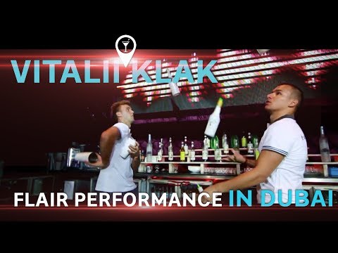 FLAIR LIVE SHOW. VITALII KLAK BARTENDER. TANDEM DOUBLEMOVE SHOWCASE. WORKING AT DUBAI DIABLO CLUB.