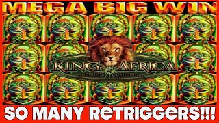 **MEGA BIG WIN!!!** INSANE RETRIGGERS!!! King of Africa WMS Slot Machine Bonus
