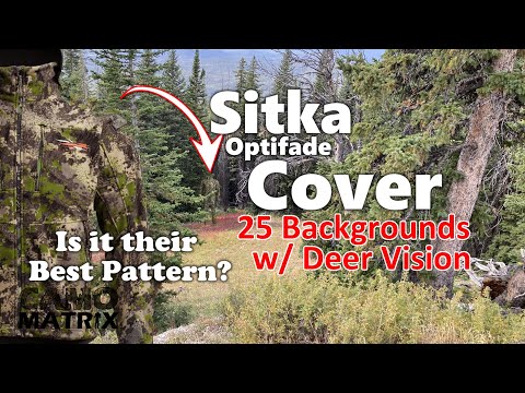 Sitka Optifade Cover hunting camo in Human and Deer Vision on 25 Backgrounds