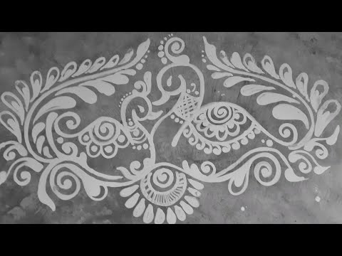 How to draw bengali alpona easily. New design alpana for laxmi puja.