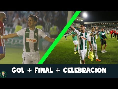 Gol de Aguado, final del partido y celebración permanencia Córdoba C.F.