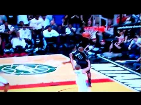 Russell Westbrook flagrant foul on LeBron James against Miami 04/04/2012