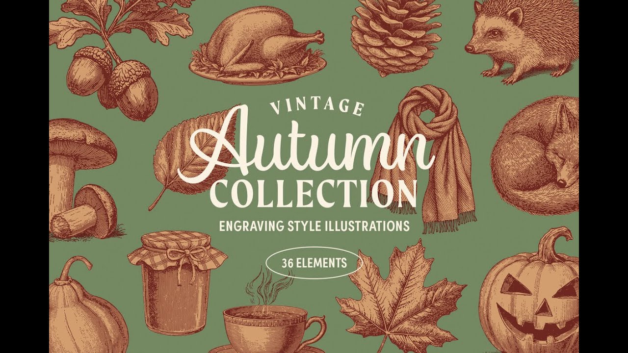 Vintage Autumn Illustrations Stock Graphics Download