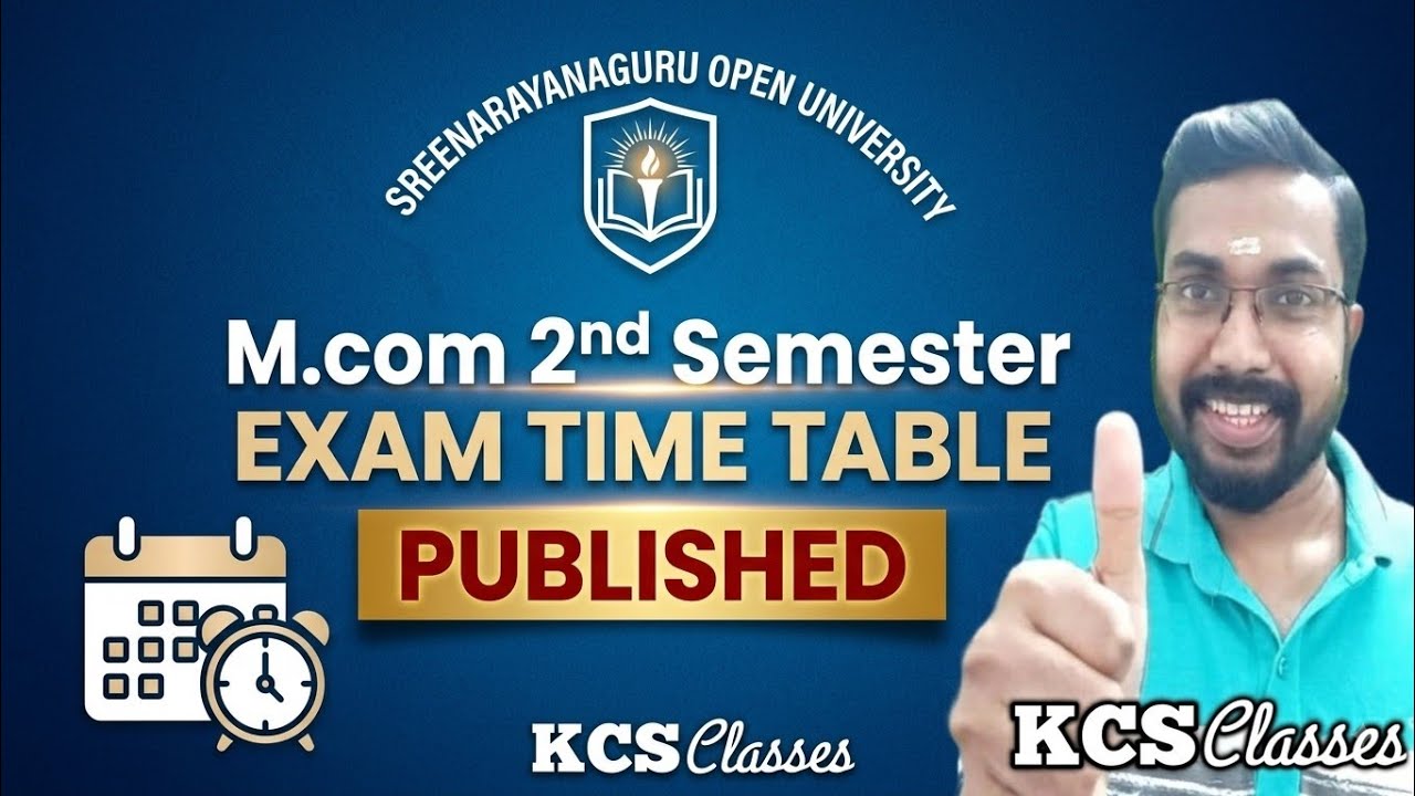 M.com 2nd Semester Exam Time Table Published 🔥 Sreenarayanaguru Open University 