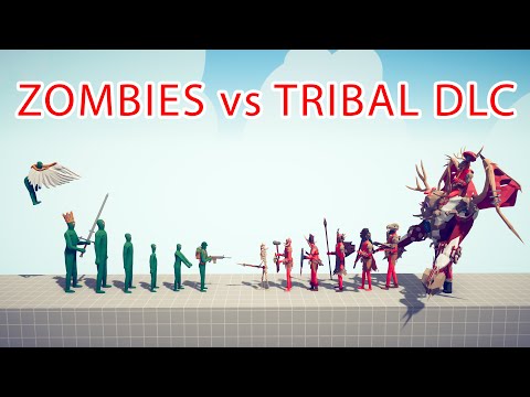 ZOMBIES Team vs TRIBAL DLC Team - Totally Accurate Battle Simulator TABS
