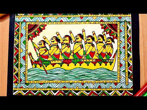 Manjusha painting, art from bihar using sketch pens | Indian Traditional art form | MANOHAARI ART