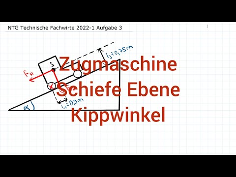 NTG Technische Fachwirte 2022-1 Frühjahr Aufgabe 3 - Zugmaschine, Schiefe Ebene, Kippwinkel