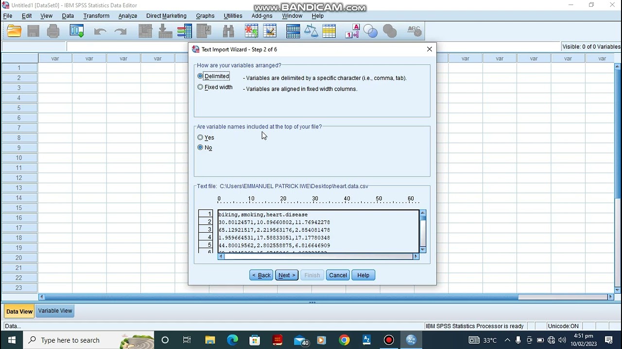 How to import CSV File into SPSS
